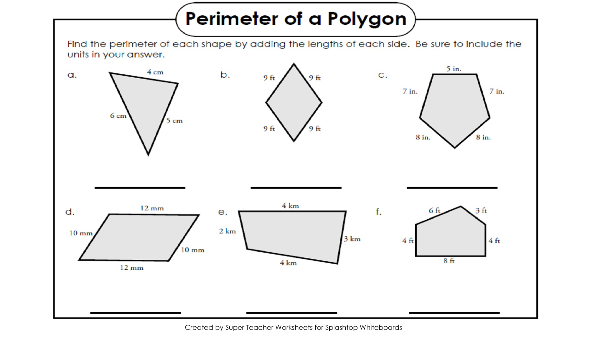super teacher worksheet perimeter