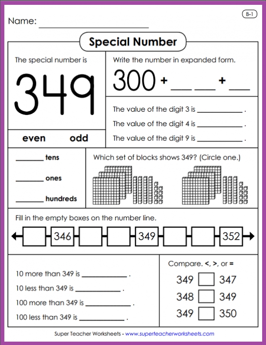 Special Number Place Value Activity