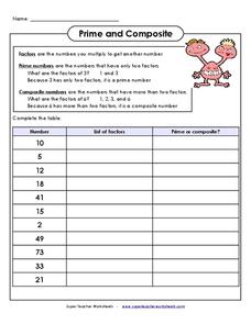 super teacher worksheet prime and composite