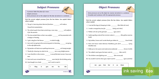 10 Sentences with Object Pronouns and Subject Pronouns