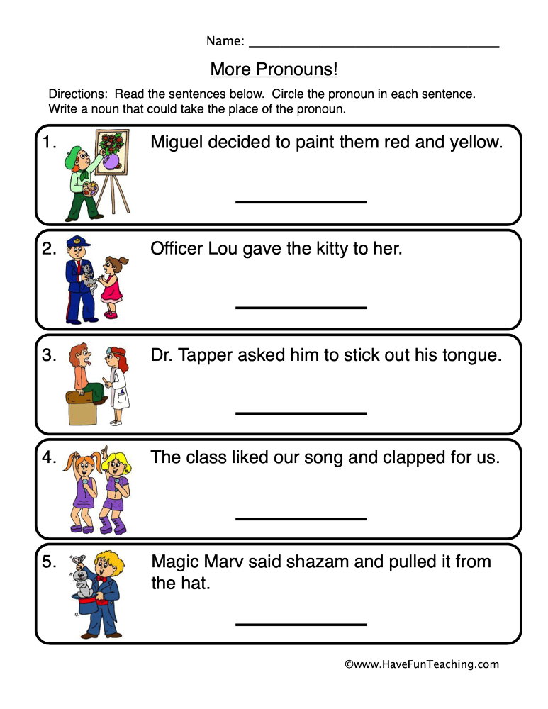super teacher worksheet pronouns