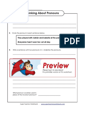 super teacher worksheet pronouns