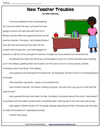 super teacher worksheet reading comprehension grade 3