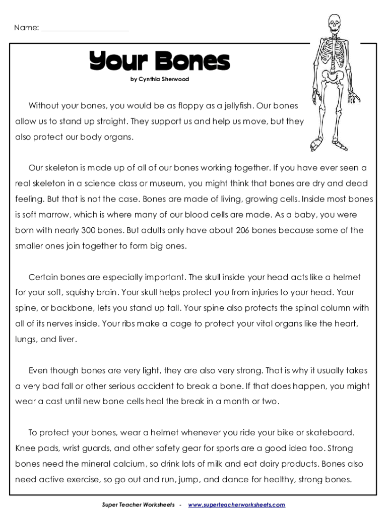 Fillable Online Name: Your Bones - Super Teacher Worksheets Fax ...