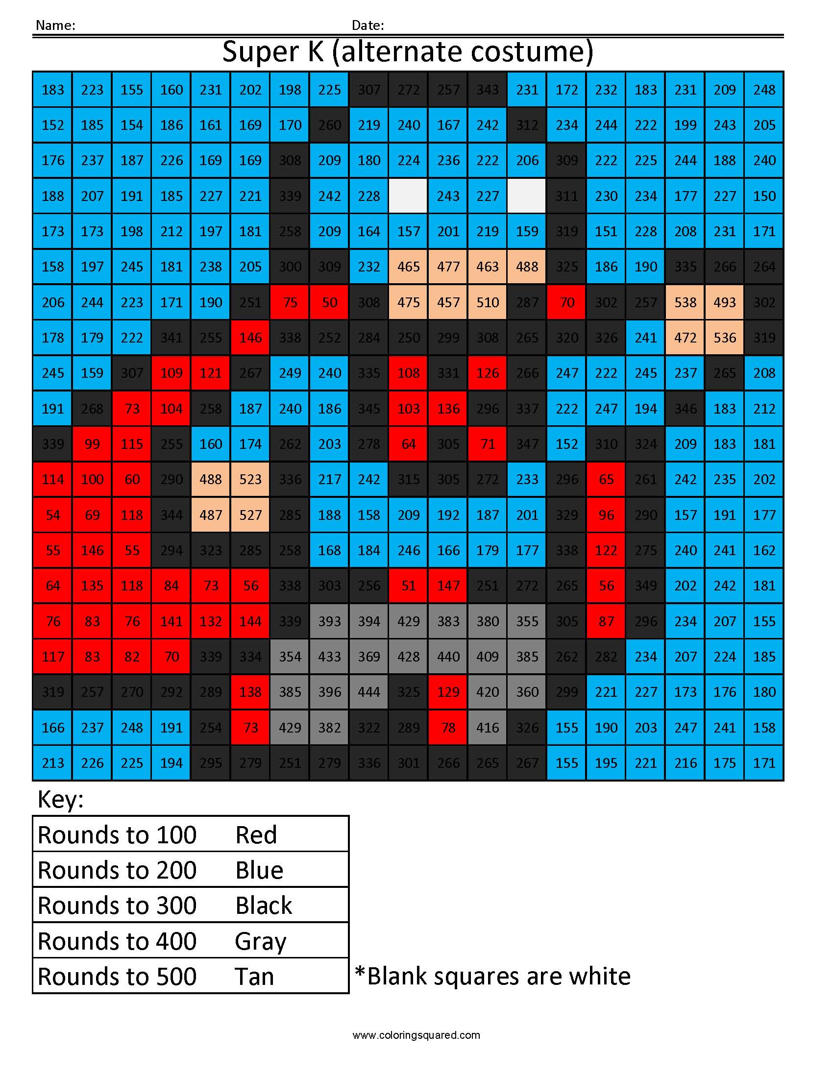 Super K- Rounding Hundreds Place - Coloring Squared