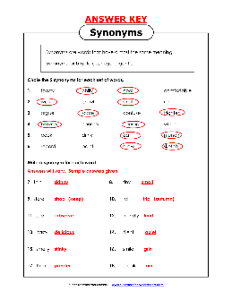 Synonym Worksheets - TheWorksheets.CoM - TheWorksheets Library