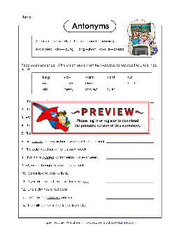 Antonym Kindergarten Worksheets - TheWorksheets.CoM ...