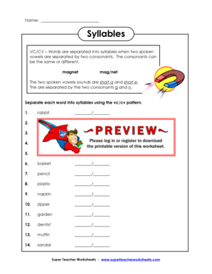 Syllables - Super Teacher Worksheets - Fill and Sign Printable ...