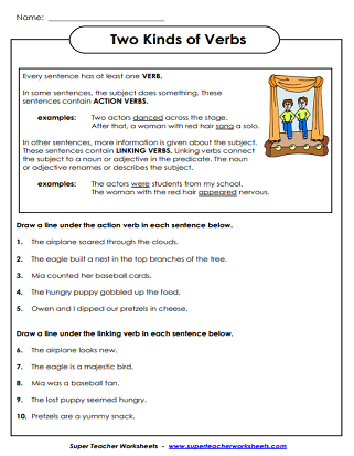 super teacher worksheet verbs