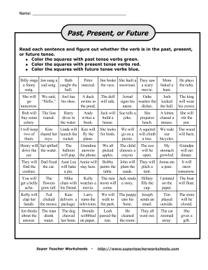 Super Teacher Worksheets Past Present or Future - Fill and Sign ...