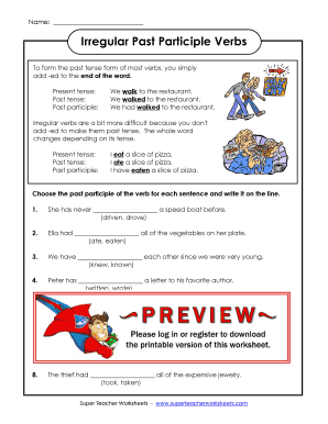 Irregular Verbs Worksheet Super Teacher - Fill and Sign Printable ...