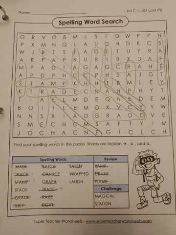 super teacher worksheet word search