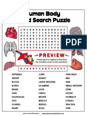 Word Search Human Body | PDF