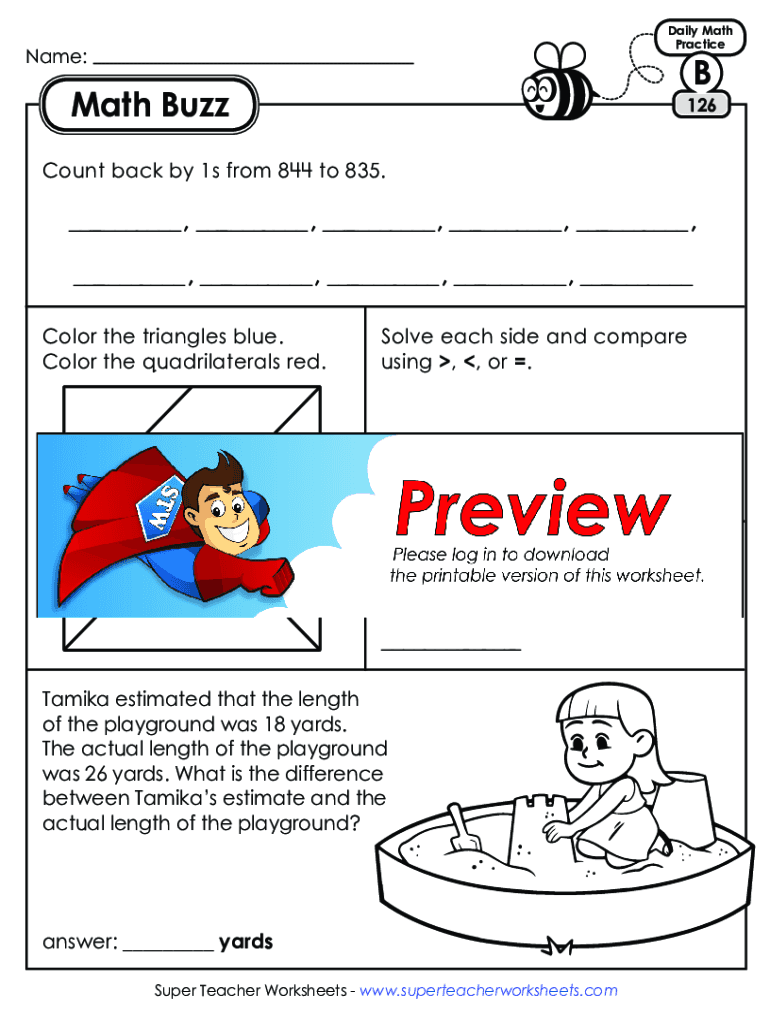 Fillable Online Math Buzz B - Super Teacher Worksheets Fax Email ...