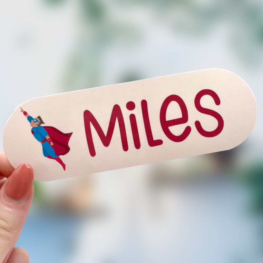 Superhero Infinity or Kangaroo Joey Feeding Pump Custom Name Sticker