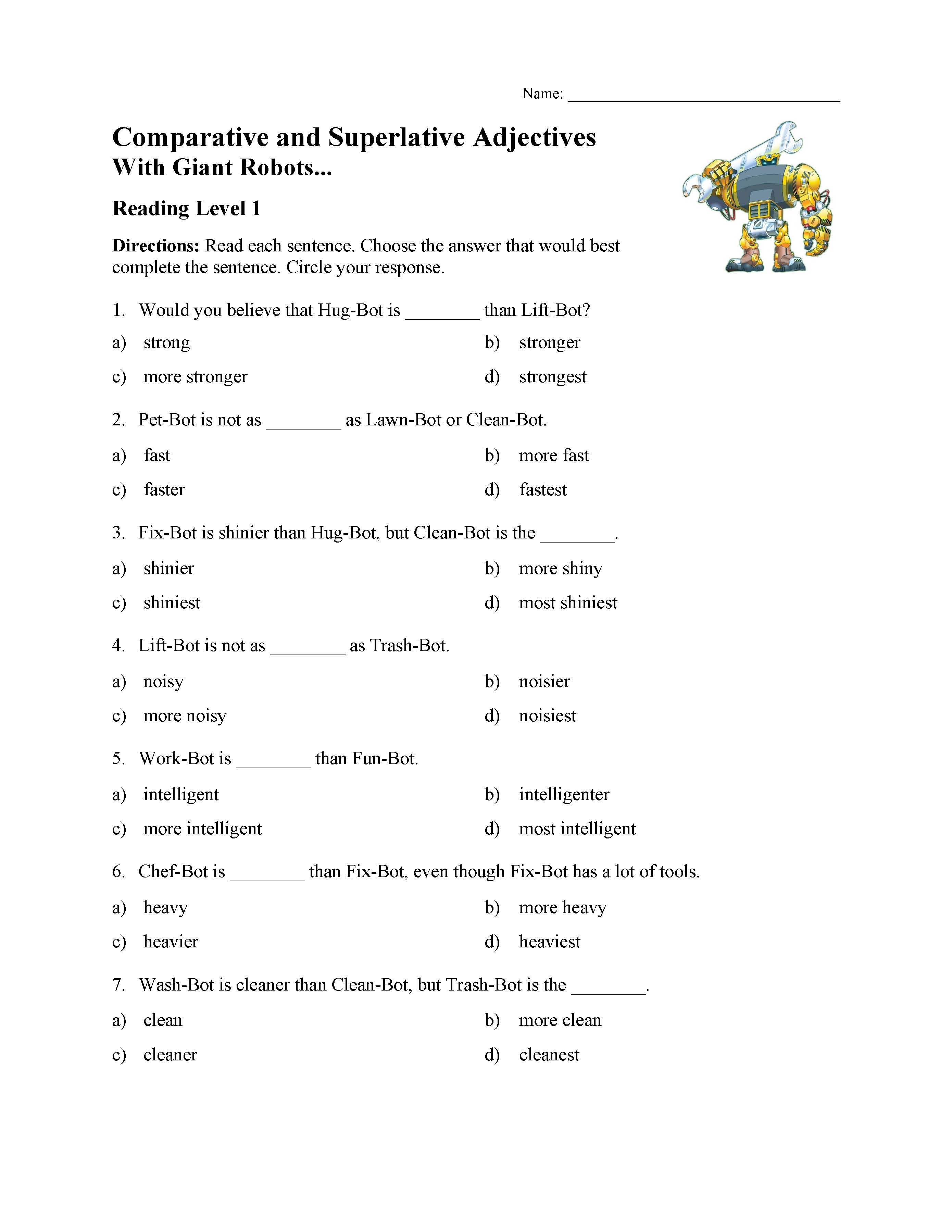 superlative and comparative adjectives worksheet
