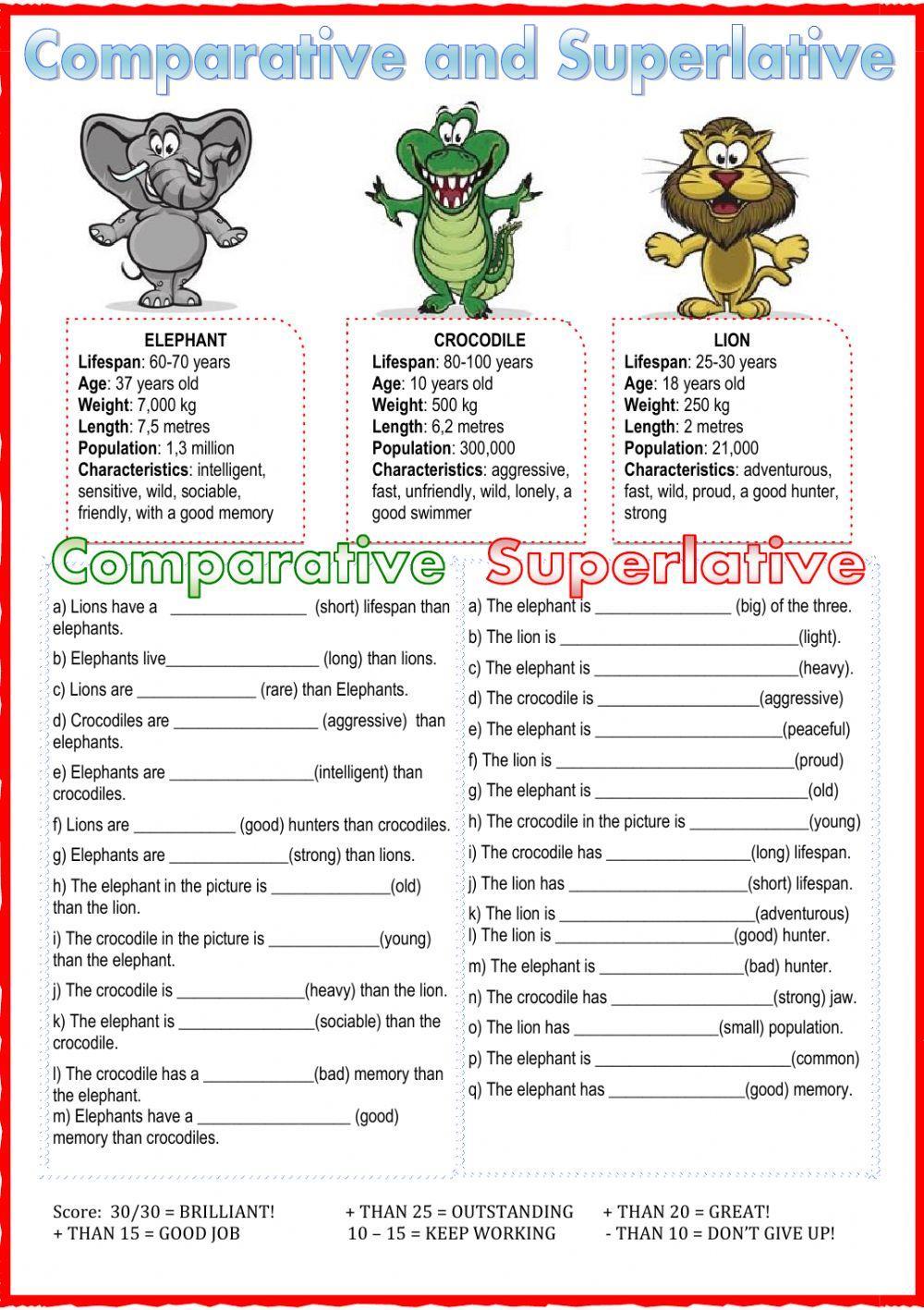 superlative and comparative worksheet