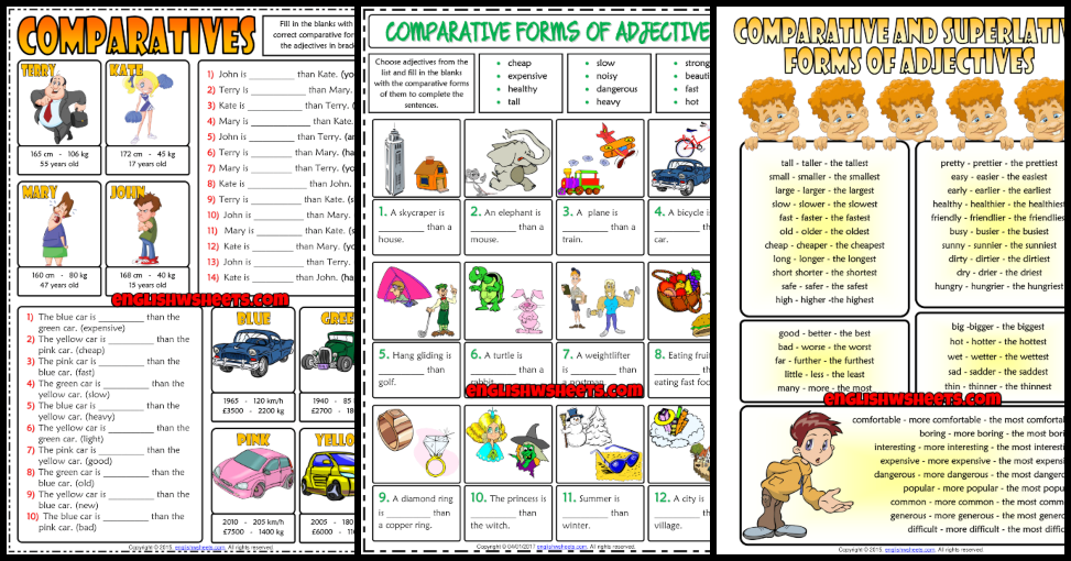 Comparatives and Superlatives ESL Printable Worksheets