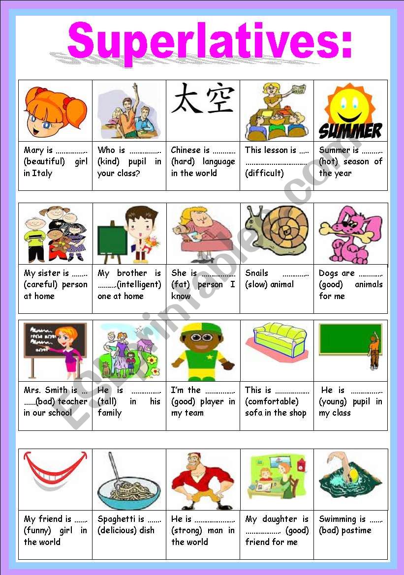 superlative worksheet
