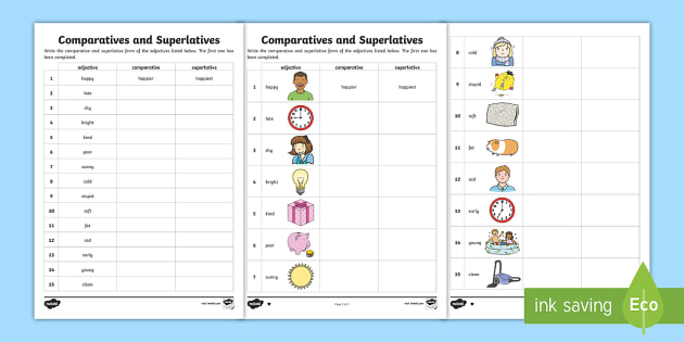 Comparatives and Superlatives Worksheet - ESL Resources