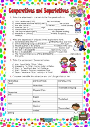 494 SUPERLATIVES English ESL worksheets pdf &  doc