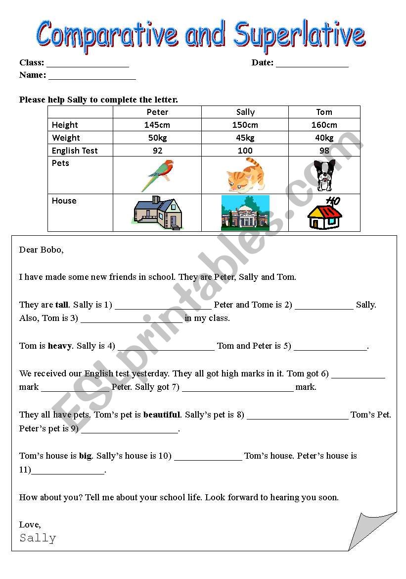 comparative and superlative exercise - ESL worksheet by myfan