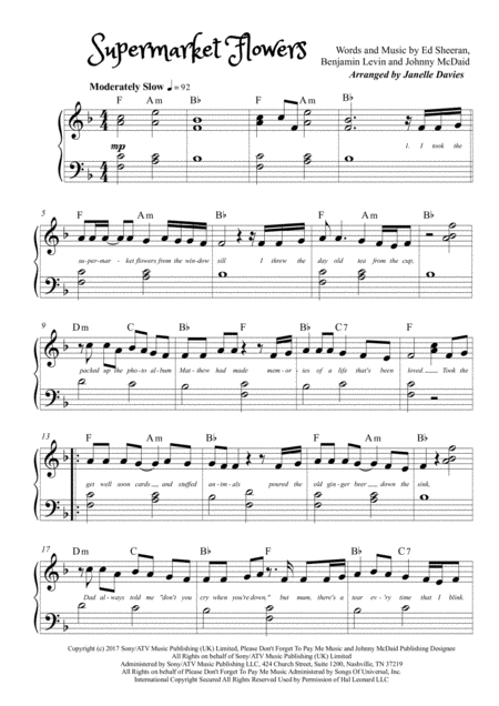 supermarket flowers printable lyrics