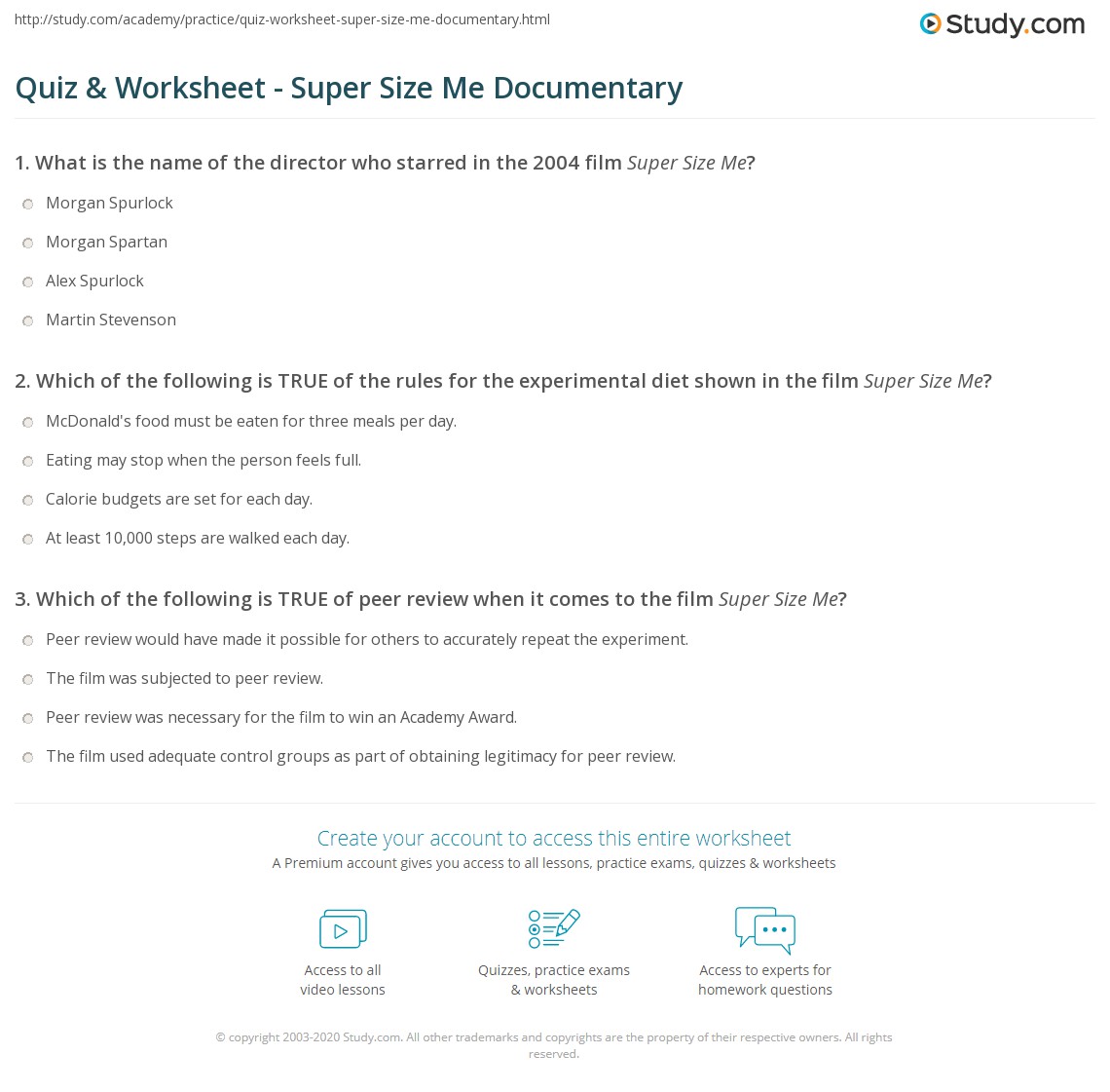 supersize me worksheet answers