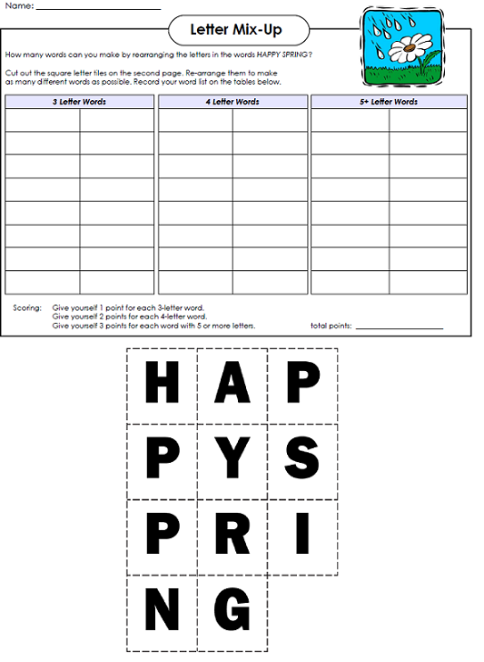 Spring Worksheets on SuperTeacherWorksheets Library