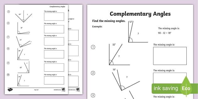 Complementary and Supplementary Angles Worksheet - Twinkl