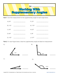 supplementary angle worksheet