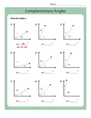 Complementary Angles | Interactive Worksheet 