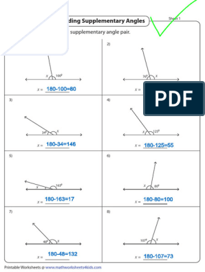 Find Supplementary Angles 1 | PDF