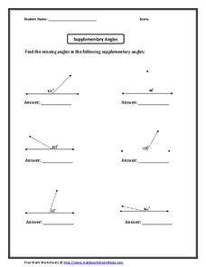 Supplementary Angles Lesson Plans &  Worksheets | Lesson Planet