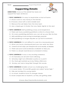 supporting detail worksheet