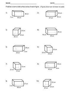 surface area and volume of a rectangular prism worksheet