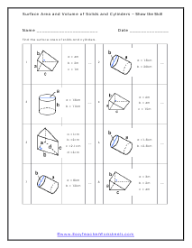 surface area and volume worksheet with answers