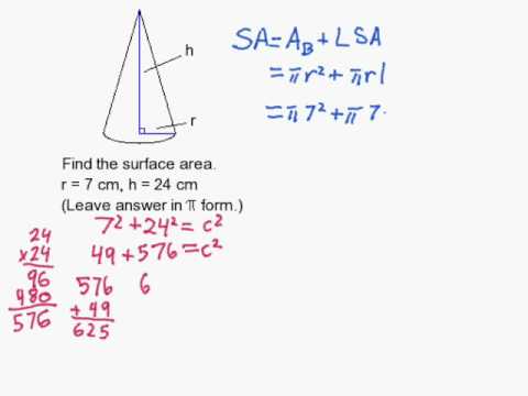 surface area of a cone worksheet