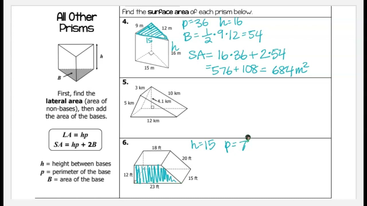 surface area of a cylinder worksheet