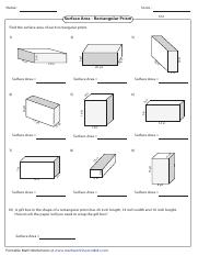 surface area of a rectangular prism worksheet