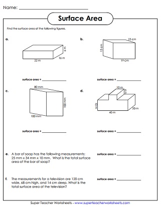 surface area of a rectangular prism worksheet