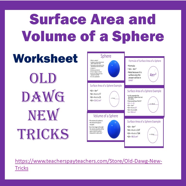 surface area of a sphere worksheet