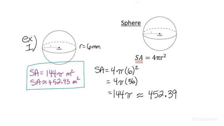 surface area of a sphere worksheet