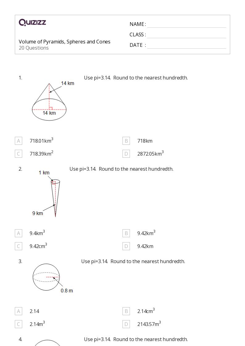 50+ volume and surface area of cones worksheets for 10th Year on
