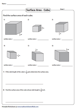 surface area of cubes worksheet