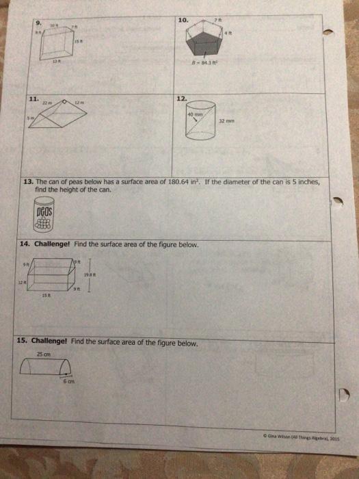 surface area of cylinders and prisms worksheet