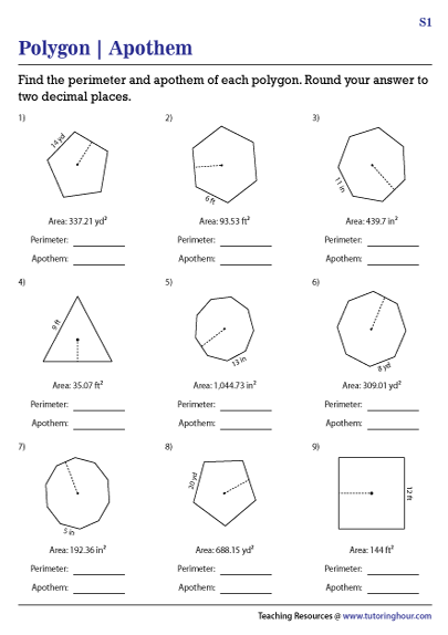 surface area of polygons worksheet