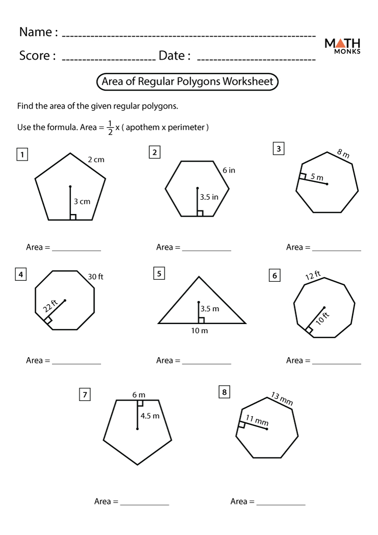 Area of Polygons Worksheets - Math Monks