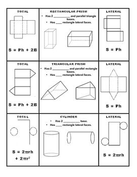 surface area of prism and cylinder worksheet