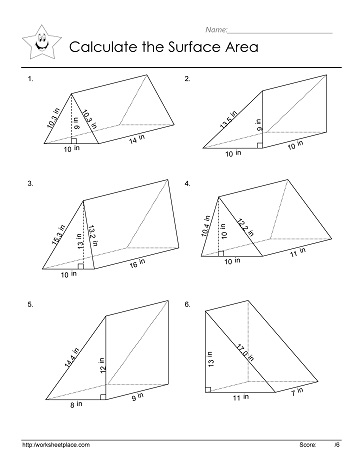 surface area of prisms worksheet